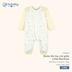BuBaby - Body dài tay cài giữa Little Rainbow - Trắng in mây xanh + Vàng - 0-3M - SS26.T3A