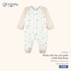 BuBaby - Body dài tay cài giữa Little Rainbow - Trắng in mây nâu + be - 0-3M - SS26.T3A