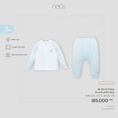 NOUS NP - Bộ dài cài thẳng kẻ xanh phối trắng - Newborn - SS26.T5C