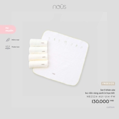 NOUS - Set 5 khăn sữa bo viền vàng xanh in họa tiết - FS - SS26.T5C