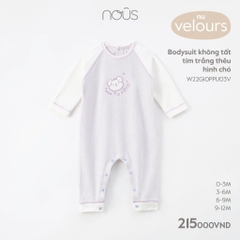 NOUS - body không tất tím trắng thêu hình chó  - Nu Velours - 9M - SS23.9 - ZTD