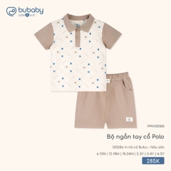 BuBaby - Bộ ngắn tay cổ Polo - Be in rái cá Bubu + Nâu sữa - 12-18M - SS26.T3B