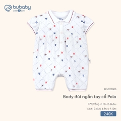 BuBaby - Body đùi ngắn tay cổ Polo - Trắng in rái cá Bubu - 3-6M - SS26.T3A