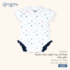 BU - Body chip ngắn tay cổ Polo bèo gấu - PPN2303BG - Trắng in rái cá Bubu - 6-9M - SS26.T5B