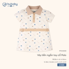 BuBaby - Váy liền ngắn tay cổ Polo - Be in rái cá Bubu - 3-4Y - SS26.T3A
