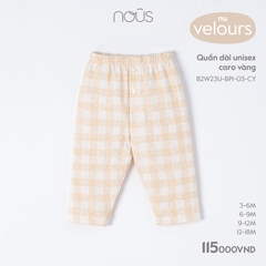NOUS - Quần dài unisex caro vàng - Nu Velours - SS23.10 - ZTD - .nisex caro vàng - 6-9M