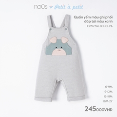 NOUS - Quần yếm màu ghi phối đáp túi màu xanh  - Nu Petit - 6M - SS23.10 - ZTD - Quần yếm màu ghi phối đáp túi màu xanh - .áp túi màu xanh - 6-9M