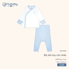 BU - Bộ dài tay cài chéo - SBB110800 - Trắng + Blue - 1-3M - SS26.T2A