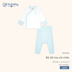 BU - Bộ dài tay cài chéo - SBB110800 - Trắng + xanh bạc hà - 1-3M - SS26.T2A