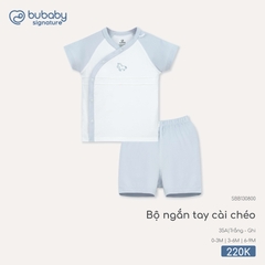 BU - Bộ ngắn tay cài chéo - SBB130800 - Trắng - Ghi - 6-9M - SS26.T4C