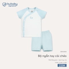 BU - Bộ ngắn tay cài chéo - SBB130800 - Trắng kem - xanh bạc hà - 3-6M - SS26.T4C