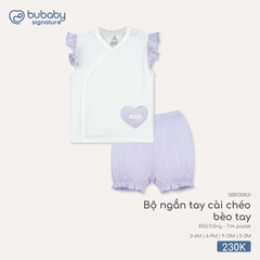BU - Bộ ngắn tay cài chéo bèo tay - SBB130831 - Trắng - tím pastel - 0-3M - SS26.T4C