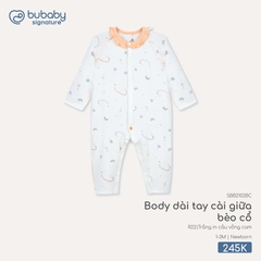 BU - Body dài tay cài giữa bèo cổ - SBB2102BC - Trắng in cầu vồng cam - Newborn - SS26.T4C