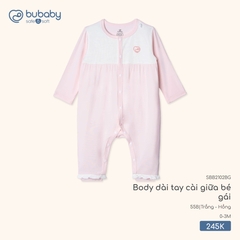 BU - Body dài tay cài giữa bé gái - SBB2102BG - Trắng + Hồng - 0-3M - SS26.T1B