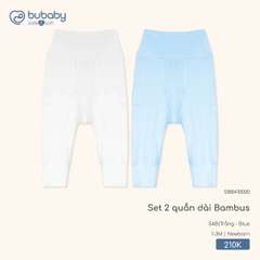 BU - Set 2 quần dài Bambus - SBB410000 - Trắng + Blue - Newborn - SS26.T2A