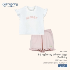 BU - Bộ ngắn tay cổ tròn logo Bu Baby - SBC130428 - Trắng + Hồng - 12-18M - SS26.T2A
