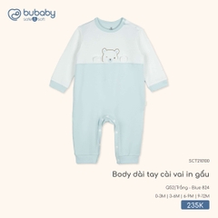 BU - Body dài tay cài vai in gấu - SCT210100 - Trắng + Blue 824 - 6-9M - SS25.T11A