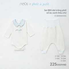 NOUS - Set body dài màu trắng thêu trang trí - Nu Petit - . thêu trang trí - 6-9M