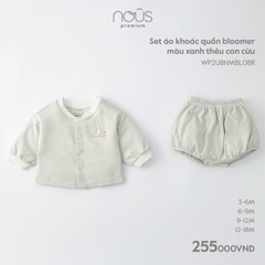 NOUS - Set áo khoác quần bloomer màu xanh thêu con cừu  - Nu Pre - 3M - SS23.9 - ZTD