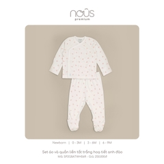 NOUS - Set áo và quần liền tất trắng hoạ tiết anh đào - Premium