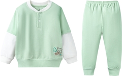 BU ĐÂY - Bộ nỉ dài tay cổ trụ sweater - SVS1103SW - Xanh bơ 616 - 3-4Y - BD