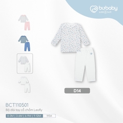 BU S30 - Bộ dài tay cổ chồm Leafly - BCT110501 - trắng in lá , trắng - 0-3M - SS25.BP