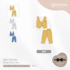 BU S20 - Bộ gile cổ tròn Terry - BBC190400 - Vàng - 12-18M - SS25.BP