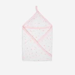 BU - Chăn ủ có mũ Muslin - Free size - Trắng in Bubaby hồng cam - AMU081700.FREB11
