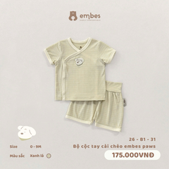 EMBES - Bộ cộc tay cài chéo embes paws - 26-B1-31 - Xanh Lá - 3-6M