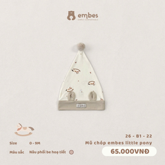 EMBES - Mũ chóp embes little pony - 26-B1-22 - Nâu Họa Tiết - 0-3M