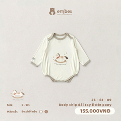EMBES - Body chip dài tay little pony  - 26-B1-09 - Be Trơn - 0-3M