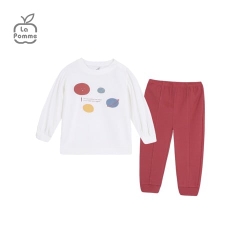 LP Z49 - Bộ dài tay La Pomme Hành tinh sắc màu - Trắng sắc màu - 6-9M - SS25.NP