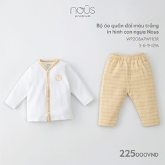 NOUS - Bộ áo quần dài màu trắng in hình con ngựa Nous - Nu Pre - 3M