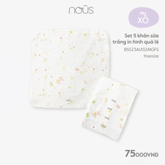 NOUS - Set 5 khăn sữa trắng in hình quả lê - . - FS