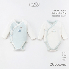 NOUS - Set 2 body phối xanh trắng - . - 9-12M - Set 2 body phối xanh trắng - . - 9-12M