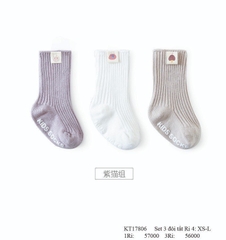 DL - Set 3 tất 75k Trắng Tím - 0-6M
