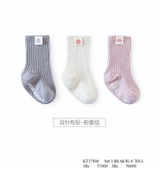 DL - Set 3 tất 75k Xám Hồng - 0-6M