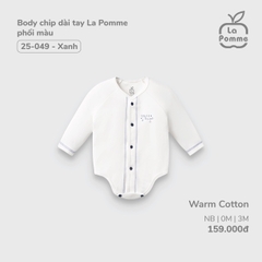 LP - Body chip dài tay La Pomme phối màu - Newnborn Trắng Xanh - Thu Đông