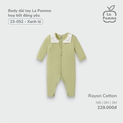 LP - Body dài tay La Pomme  hoạ tiết đáng yêu - Newborn Xanh lá