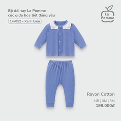 LP S20 - Bộ dài tay La Pomme cúc giữa hoạ tiết đáng yêu - Xanh biển - Newborn - SS25.NP