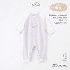 NOUS - body không tất tím trắng thêu hình chó  - Nu Velours - 0M - SS23.9 - ZTD - body không tất tím trắng thêu hình chó - .g thêu hình chó - 0-3M