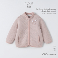 NOUS - Áo khoác chần bông màu hồng thêu trang trí - Nu P Petit - SS23.T11B - ZTD - Hồng trang trí - 3-4Y