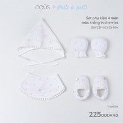 NOUS - Set phụ kiện 4 món màu trắng in cherries - Nu P Petit - FS - SS23.T11B