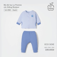 LP - Bộ dài tay La Pomme cúc thẳng Bonjour - Newborn Xanh - SS24_T1A