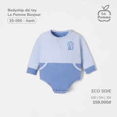 LP S20 - Body chip dài tay La Pomme Bonjour - Xanh BJ - 3-6M - SS24.T1A