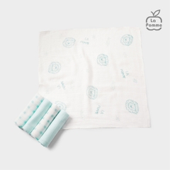 LP - K001 Set 5 Khăn sữa sợi tre lụa La Pomme phối màu (30x30cm) - Kẻ sư tử - SS24_T1A
