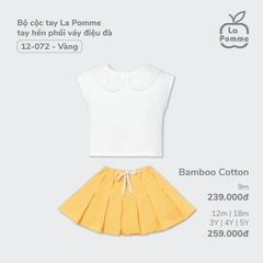 LP S20 - Bộ cộc tay La Pomme tay hến phối váy điệu đà - Vàng điệu - 3-4Y - SS24.T2A