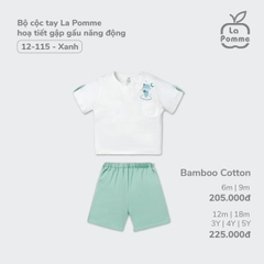 LP - Bộ cộc tay La Pomme hoạ tiết gập gấu năng động - 6M Xanh - SS24.T2A