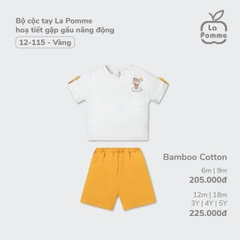 LP - Bộ cộc tay La Pomme hoạ tiết gập gấu năng động - 6M Vàng - SS24.T2A