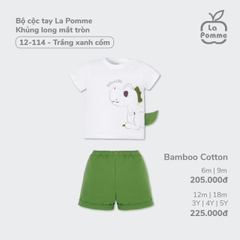 LP - Bộ cộc tay La Pomme Khủng long mắt tròn - 6M Trắng Xanh Cốm - SS24.T2A